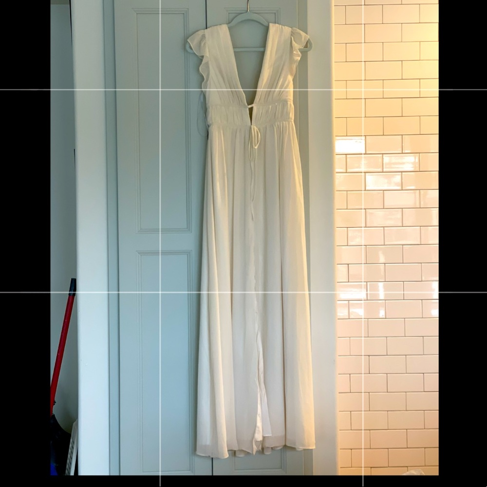 I’m all yours, cream ruffled maxi dress